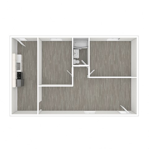 Floor plan for 2 beds, 1 bath