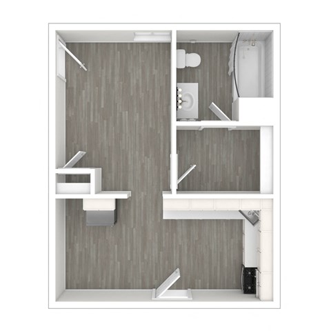 Floor plan for studio, 1 bath
