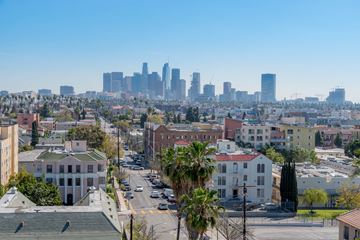North Hollywood apartment for rent - A cityscape with a clear blue sky above.