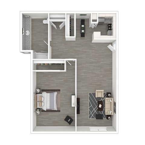 Floor plan for 1 bed, 1 bath