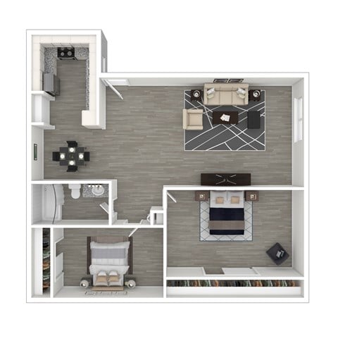Floor plan for 2 beds, 1 bath