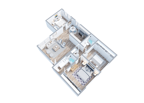 Floor plan for 3 beds, 2 baths, 1047 sqft