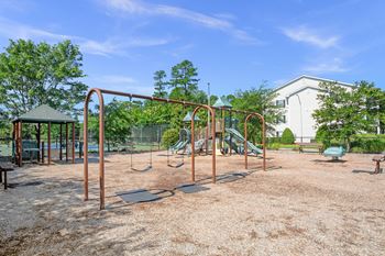 Community tot lot with climbing equipment