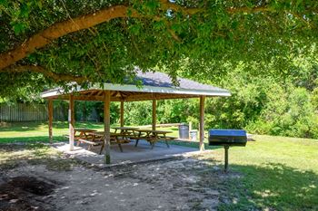 Picnic shelters with community sharing stations