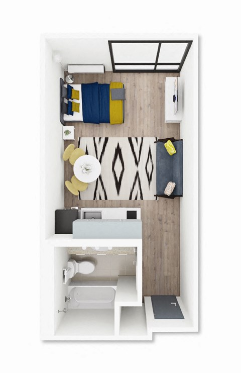 Floor plan for studio, 1 bath, 330 sqft