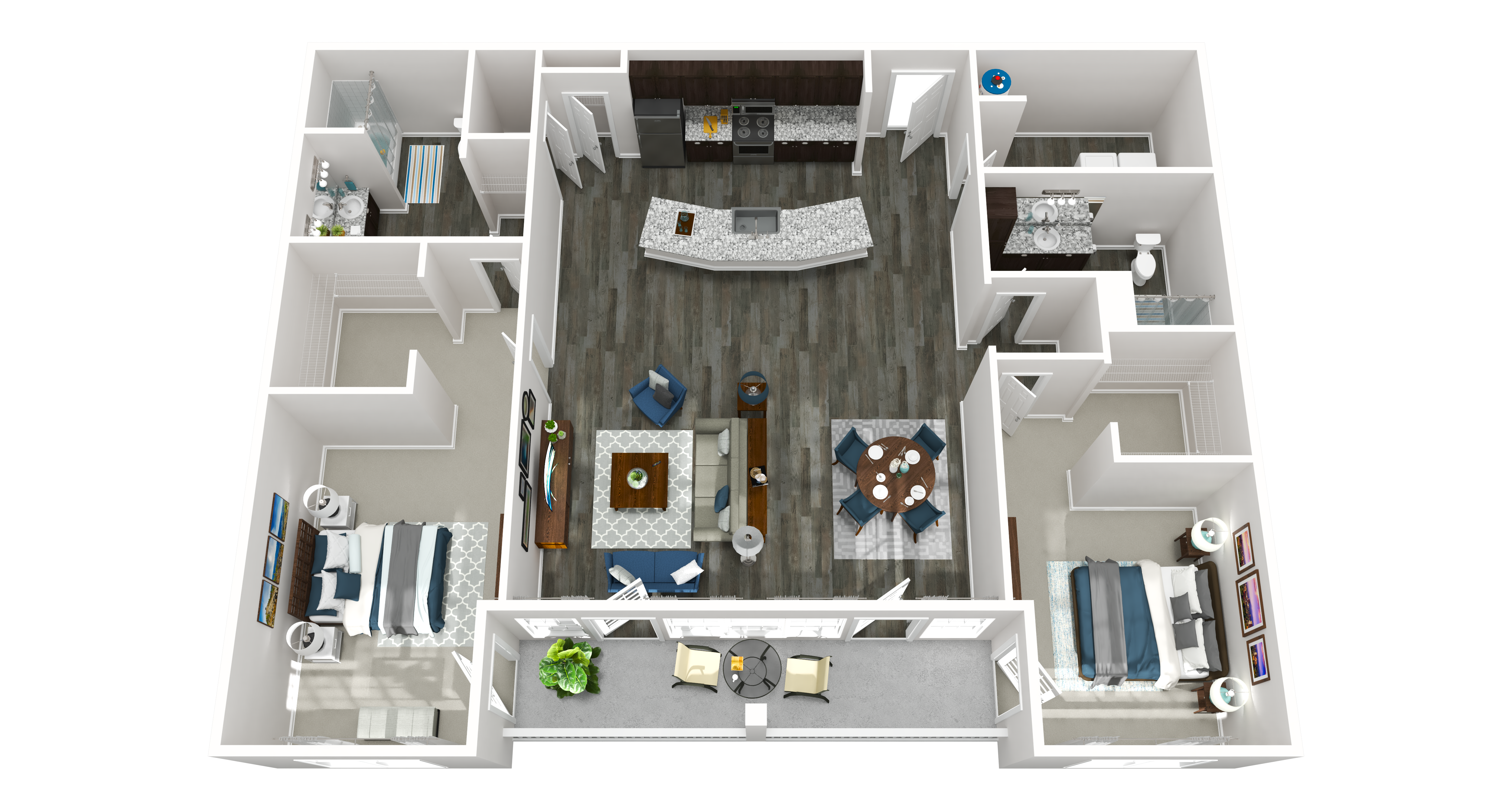 Floor plan for 2 beds, 2 baths, 1763 sqft