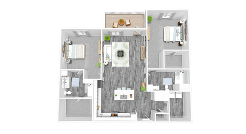 Floor plan for 2 beds, 2 baths, 1089 sqft