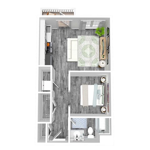 Floor plan for 1 bed, 1 bath, 576 sqft