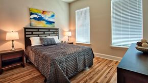 Norfolk apartment for rent - A bedroom with a large bed and a painting on the wall.