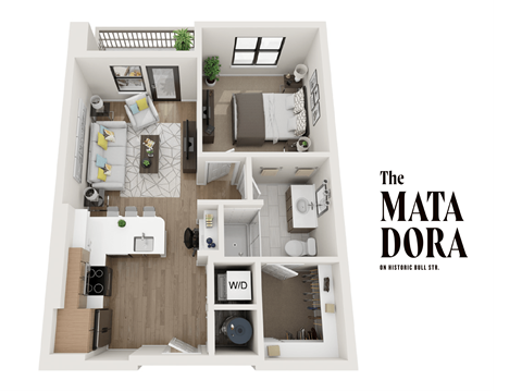 Floor plan for 1 bed, 1 bath, 650 sqft