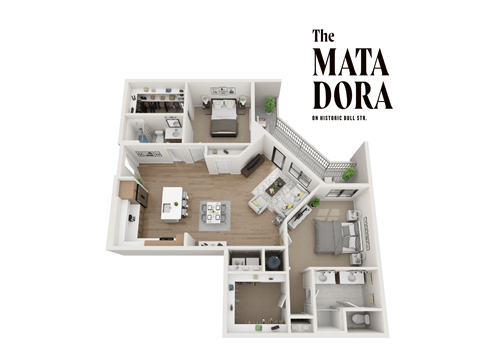 Floor plan for 2 beds, 2 baths, 1500 sqft