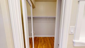 San Francisco apartment for rent - A white closet with a white door and a white shelf.