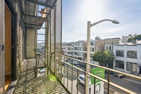San Francisco apartment for rent - Apartment balcony overlooking a street, parked cars and with a few trees