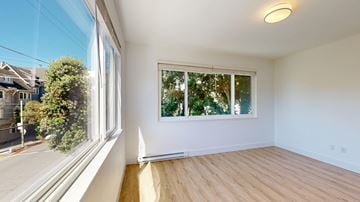 San Francisco apartment for rent - A room with a window overlooking a street.