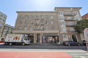 San Francisco apartment for rent - A white truck is parked in front of a building with a bakery.