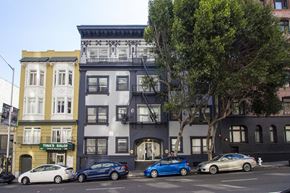 San Francisco apartment for rent - A blue car is parked in front of a building with a sign that says Tina's Salon.