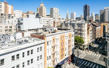 San Francisco apartment for rent - A cityscape with buildings of various heights and a clear sky.