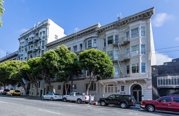 San Francisco apartment for rent - A row of old buildings with cars parked in front.