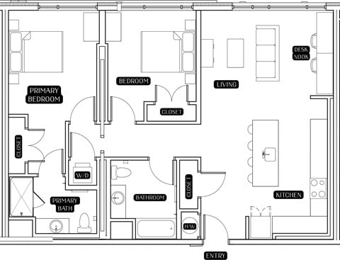 Floor plan for 2 beds, 2 baths, 1187 sqft