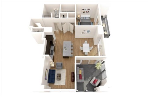Floor plan for 1 bed, 1 bath, 898 sqft