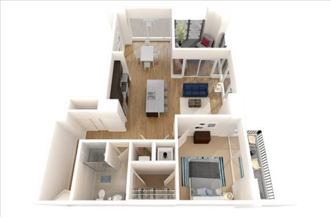 Floor plan for 1 bed, 1 bath, 948 sqft