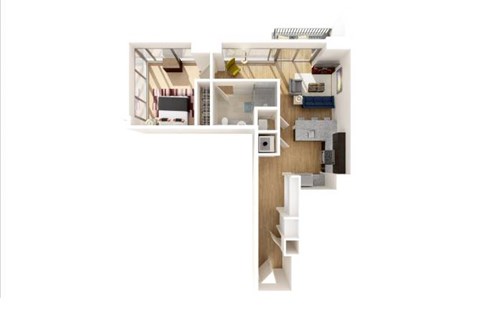 Floor plan for 1 bed, 1 bath, 746 sqft