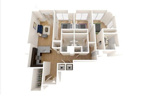 Floor plan for 3 beds, 3 baths, 1519 sqft