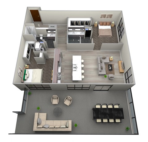 Floor plan for 2 beds, 2 baths, 1400 sqft