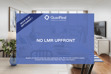 Mississauga apartment for rent - A blue poster with the text "NO LMR UPFRONT" on it.