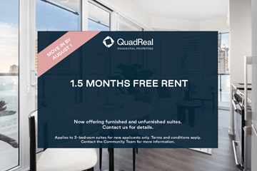 Toronto apartment for rent - A sign advertising a 1.5 months free rent offer from QuadReal.