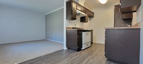 Bellflower apartment for rent - B19 Kitchen and Living at Villa La Paz Apartments, California, 90706