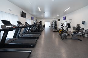 Grayling apartment for rent - A gym with treadmills and exercise bikes.