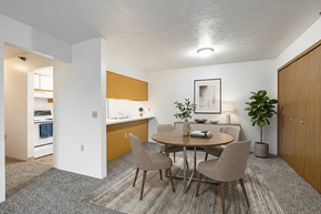 Manchester apartment for rent - A dining room with a round table and chairs.