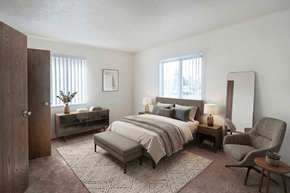 Somerset apartment for rent - A bedroom with a bed, chair, and nightstands.