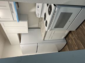 Waskom apartment for rent - an overhead view of a kitchen with a washer and dryer