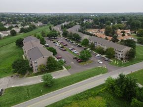 Lebanon apartment for rent - an aerial view of an apartment complex and parking lot