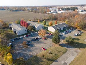 Sturgis apartment for rent - an aerial view of our buildings and parking lot