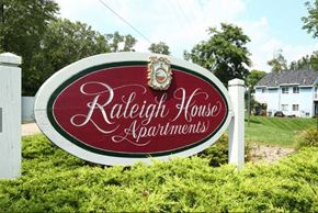 East Lansing apartment for rent - Signboard at Raleigh House Apartments, MRD Apartments, East Lansing, Michigan