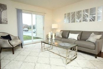 Decorated living room with natural light