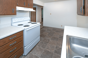 Paw Paw apartment for rent - an empty kitchen with a stove and a sink