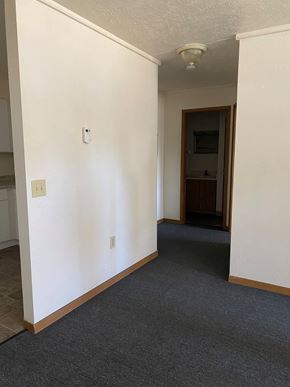 Edwardsburg apartment for rent - an empty room with a hallway and a door to a bathroom