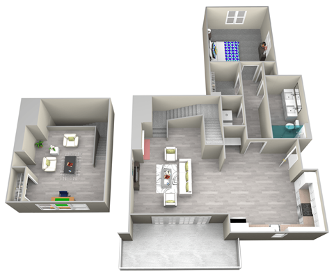 Floor plan for 1 bed, 1 bath, 1464 sqft