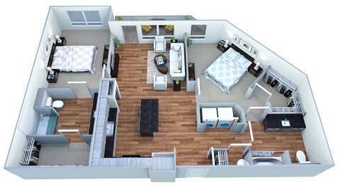 Floor plan for 1 bed, 1 bath, 1191 sqft