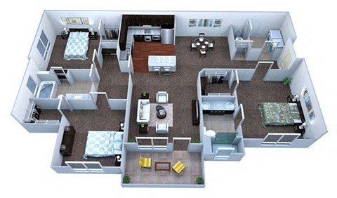 Floor plan for 3 beds, 2 baths, 1567 sqft