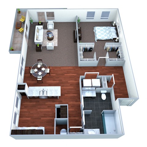 Floor plan for 1 bed, 1 bath, 1411 sqft