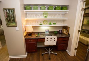 Built-in kitchen home office area in select homes