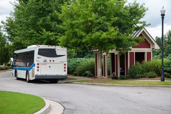 On-site, sheltered bus stop