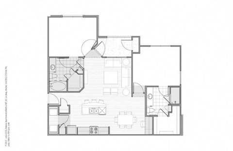 Floor plan for 2 beds, 2 baths, 1110 sqft