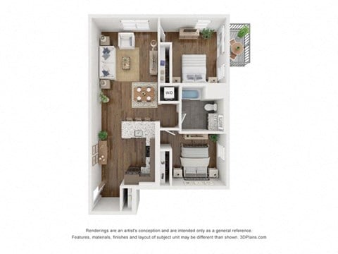 Floor plan for 2 beds, 1 bath, 946 sqft