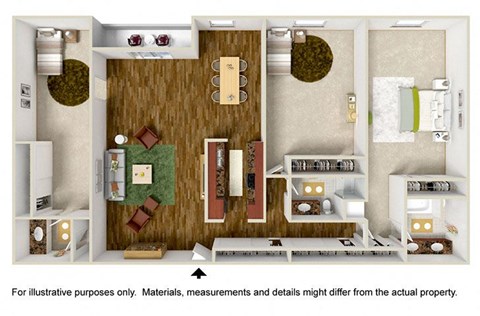 Floor plan for 3 beds, 2.5 baths, 1700 sqft